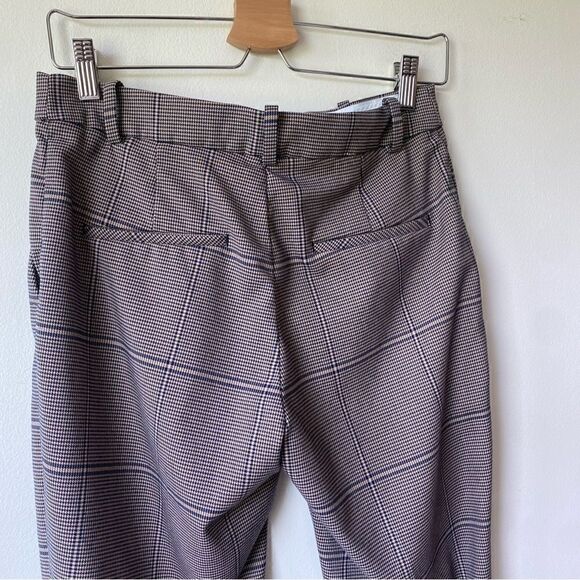 H&M navy/tan plaid patterned high rise work pants size 6 - Picture 6 of 7
